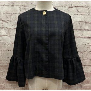 Zara Black Plaid Bell Sleeve Blazer